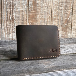 Mens Wallet with Coin Pocket, Mens coin wallet, Personalized Bifold Wallet, Monogram Mens wallet, Gift for him image 3