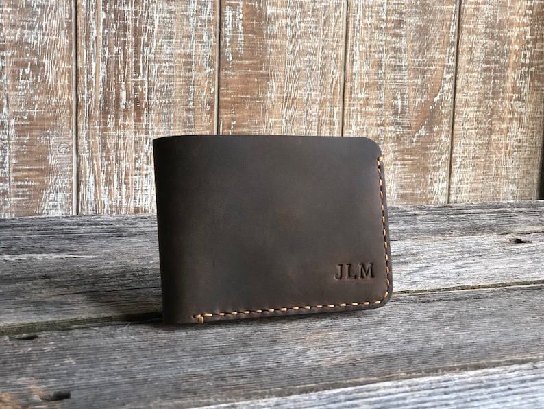 Mens Wallet with Coin Pocket, Mens coin wallet, Personalized Bifold Wallet, Monogram Mens wallet, Gift for him image 3