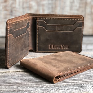 Classic Bifold Wallet, Mens leather wallet, Leather wallet, Monogrammed wallet, Personalized wallet, Gift Wallet image 7