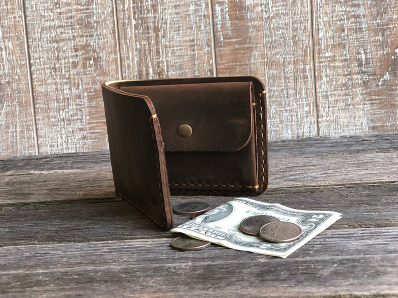 Mens Wallet with Coin Pocket, Mens coin wallet, Personalized Bifold Wallet, Monogram Mens wallet, Gift for him image 5