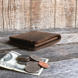 Mens Wallet with Coin Pocket, Mens coin wallet, Personalized Bifold Wallet, Monogram Mens wallet, Gift for him image 6