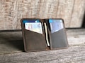 Personalized Leather Wallet, Minimalist Wallet, Leather Bifold Wallet, Distressed Leather Slim Bifold Wallet, Fathers Day Gift