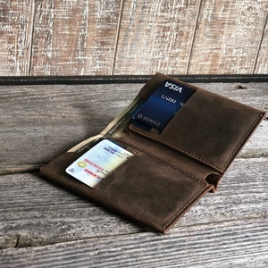 Slim Card Wallet, Personalized Bifold Wallet, Distressed Leather Wallet ...
