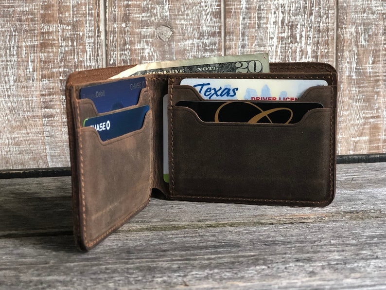 Cartera de cuero fina, para una cita nocturna, personalizada, hecha a mano, regalo de cumpleaños, con monograma. imagen 2
