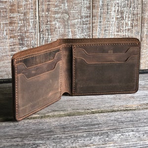 Cartera de cuero fina, para una cita nocturna, personalizada, hecha a mano, regalo de cumpleaños, con monograma. imagen 4