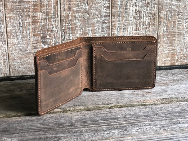 Cartera de cuero fina, para una cita nocturna, personalizada, hecha a mano, regalo de cumpleaños, con monograma. imagen 4