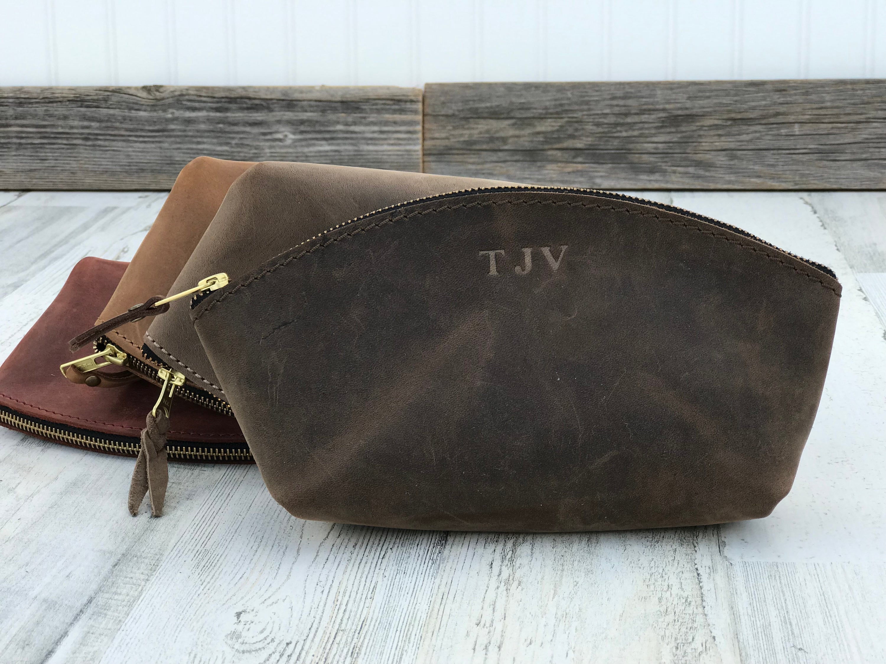 Leather Makeup Bag, Personalized Bridesmaid gift, Gift for Her, Leather Cosmetic Pouch, Cosmetics Bag, monogram toiletry bag
