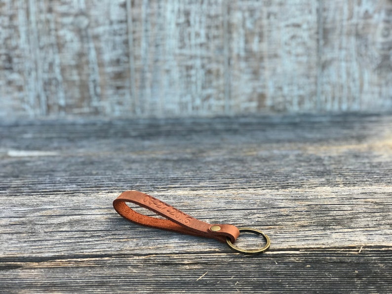 Personalized slim leather keychain, key fob, custom keychain, leather initial keychain, quick shipping anniversary gift image 8