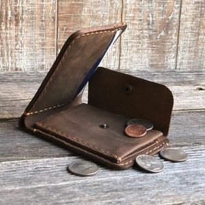 Herenportemonnee met muntzakje, portemonnee heren, gepersonaliseerde tweevoudige portemonnee, monogram herenportemonnee, cadeau voor hem