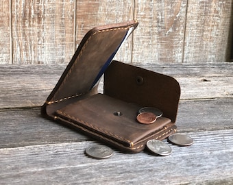 Herenportemonnee met muntzakje, herenmuntenportemonnee, gepersonaliseerde bifold-portemonnee, monogram herenportemonnee, cadeau voor hem