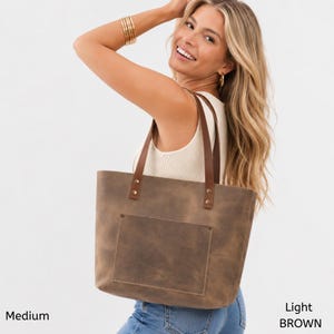 Personalized Distressed Leather Tote Bag – Women’s Leather Shoulder Bag, Laptop Tote with Pockets, Gift for Her image 10