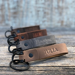 Handmade leather keychain, Black Hardware, personalized key fob, leather initial keychain, Made in USA, quick shipping wedding gift image 9