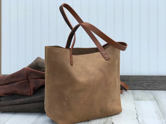 Classic Leather Tote Everyday Use Tote Bag Laptop Work 