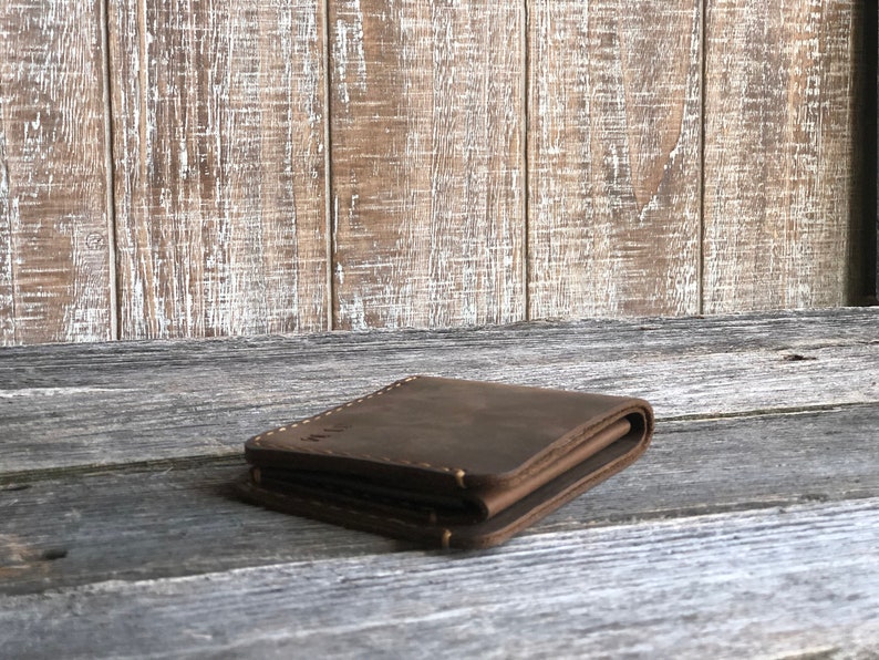 Mens Wallet with Coin Pocket, Mens coin wallet, Personalized Bifold Wallet, Monogram Mens wallet, Gift for him image 7