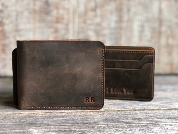 Slim Leather Wallet DATE NIGHT Personalized Bifold Wallet 