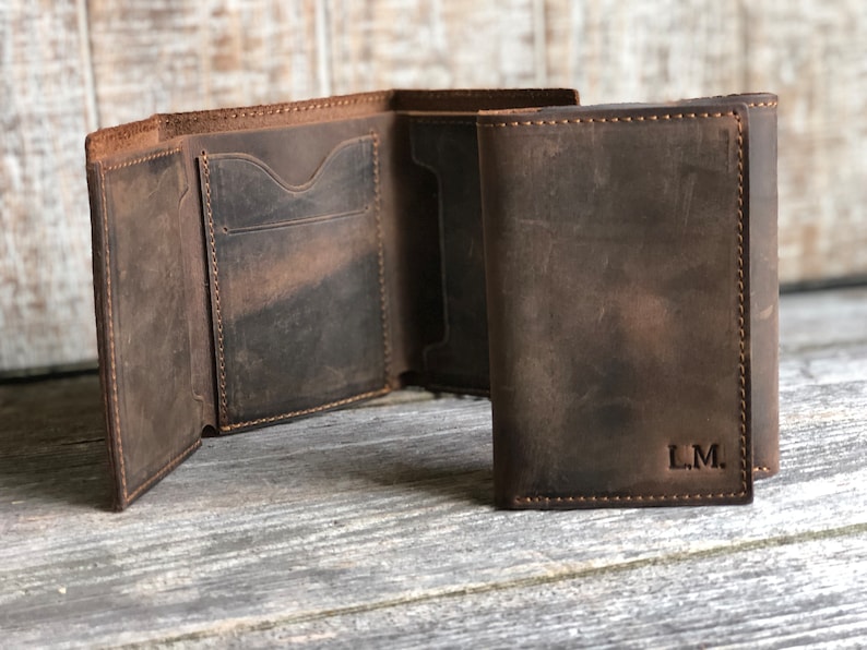 Personalized Trifold Wallet, Leather Wallet, Handmade Wallet for Men, Mens Special Wallet, Gift for Him image 2