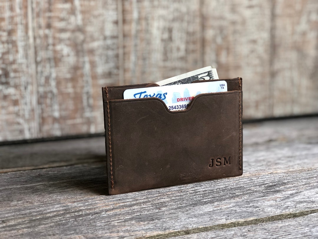 Personalised Leather Card Holder with Zip Pocket. Wallet, Credit Card Holder. Blush / No Personalisation