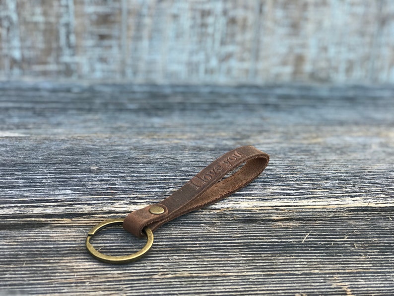 Personalized slim leather keychain, key fob, custom keychain, leather initial keychain, quick shipping anniversary gift image 7