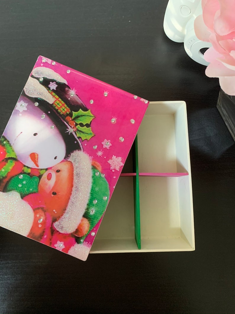 Handmande Jewerly Box Snowman and Teddy Bear