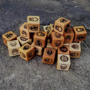 Heroquest Hardwood Dice, 16mm size and made from Cherry or Sugar Maple, Revised and Original Editions, sold in sets of 2/4/6