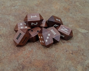 Black Walnut Hardwood Barrel D4 Dice,  Four Sided Die with Numbers/Pips/Roman Numerals/D2/Coin Flip,perfect for DnD/Tabletop/RPG/Board Games