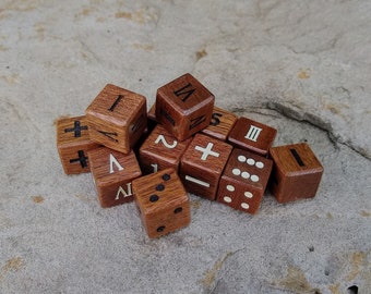 Sapele Hardwood Dice D6 LIMITED EDITION, 16mm/Standard size Six Sided Die with Numbers/Pips/Fate/Roman/D3, for DnD/Tabletop/RPG/Board Games