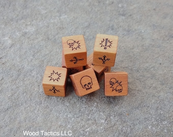 Block Dice, Cherry Hardwood D6 - Fantasy Football/Blood Bowl, 16mm/Standard size, Sharp Edge Custom D6