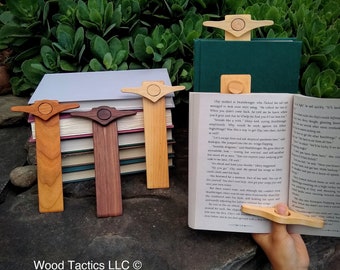 Hardwood Bookmark with Book Holder/Page Holder great as a Teacher, Book Lover, Pastor, Minister, Reverend, Reader Gift - Mark&Hold Reg/Large