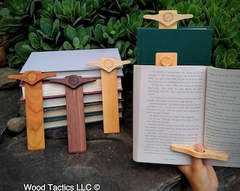 Hardwood Bookmark with Book Holder/Page Holder great as a Teacher, Book Lover, Pastor, Minister, Reverend, Reader Gift - Mark&Hold Reg/Large
