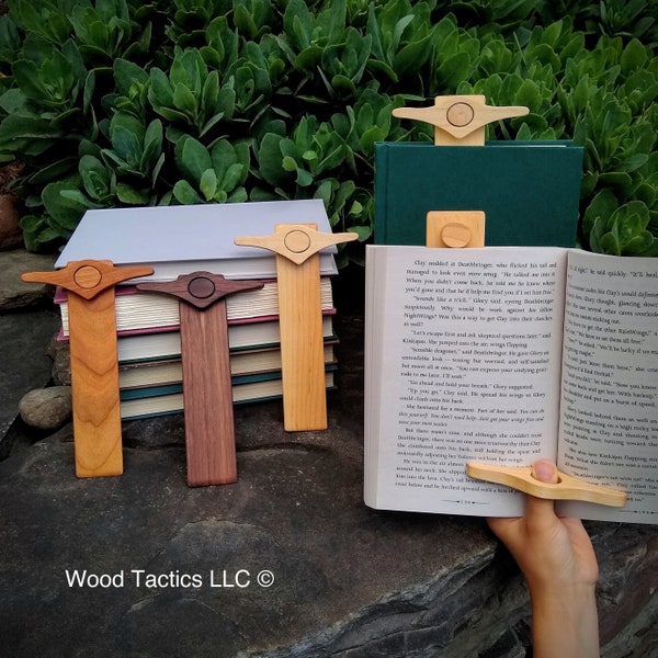 Hardwood Bookmark with Book Holder/Page Holder great as a Teacher, Book Lover, Pastor, Minister, Reverend, Reader Gift - Mark&Hold Reg/Large