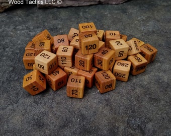 Hardwood Damage Dice made from Variegated Cherry. 16mm D6 Damage Token/Counter, Perfect for Pokemon TCG or as a Custom +/- MTG Flip Die