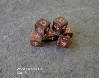 Block Dice, Black Walnut Hardwood D6 - Fantasy Football/Blood Bowl, 16mm/Standard size, Sharp Edge Custom D6