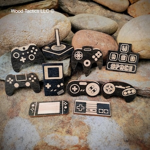 Video Game Controller Magnet, Wood retro game Locker and Fridge gift, designs for NES/Nintendo/PlayStation/Xbox/N64/Switch/Gameboy/PC/Sega