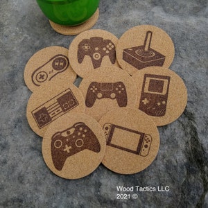 Video Game Controller Cork Coasters, SNES/Nintendo/PlayStation/Xbox/Atari 2600/N64/Switch/Gameboy, great gift for retro or current gamer
