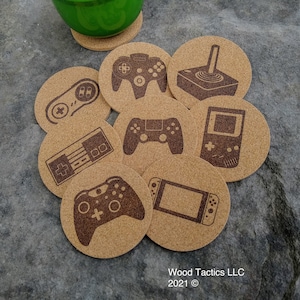 Video Game Controller Cork Coasters, SNES/Nintendo/PlayStation/Xbox/Atari 2600/N64/Switch/Gameboy, great gift for retro or current gamer