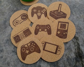 Video Game Controller Cork Coasters, SNES/Nintendo/PlayStation/Xbox/Atari 2600/N64/Switch/Gameboy, great gift for retro or current gamer