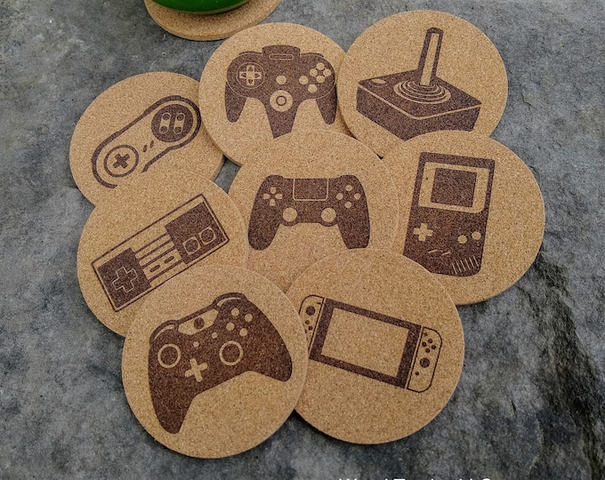 Video Game Controller Cork Coasters, SNES/Nintendo/PlayStation/Xbox/Atari 2600/N64/Switch/Gameboy, gift for retro gamers