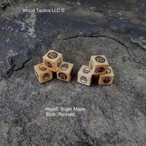 Dados de madera dura Heroquest, tamaño 16 mm y fabricados en cerezo o arce azucarero, ediciones revisada y original, se venden en juegos de 2/4/6 imagen 2