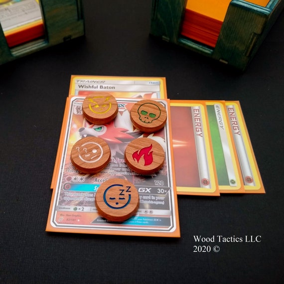 Pokemon TCG Hardwood Condition Tokens, Markers for Burning/posion/confused/paralyzed/asleep Made From Select North American Hardwoods - Etsy Pokemon TCG Hardwood Condition Tokens, Markers for Burning/posion/confused/paralyzed/asleep Made From Select North American Hardwoods - Etsy
