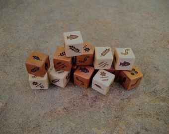 Dados de madera dura Wingspan, 16 mm (tamaño de dado estándar) o 19 mm (tamaño original), cerezo o arce azucarero, juego base y conjuntos de expansión Oceanía