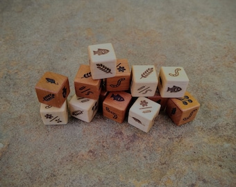 Wingspan Hardwood Dice, 16mm(standard dice size) or 19mm(original size) in size, Cherry or Sugar Maple, Base Game and Oceania Expansion Sets