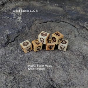 Dados de madera dura Heroquest, tamaño 16 mm y fabricados en cerezo o arce azucarero, ediciones revisada y original, se venden en juegos de 2/4/6 imagen 3
