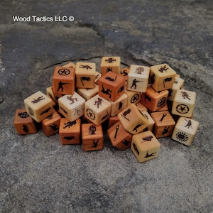 Memoir 44 Hardwood Dice, 16mm in size and made from Cherry or Sugar Maple, Optional sets for WWII German/UK/USA/Japan/ussr