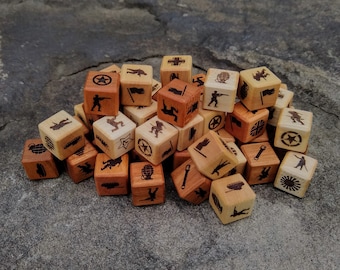 Memoir 44 Hardwood Dice, 16mm in size and made from Cherry or Sugar Maple, Optional sets for WWII German/UK/USA/Japan/ussr
