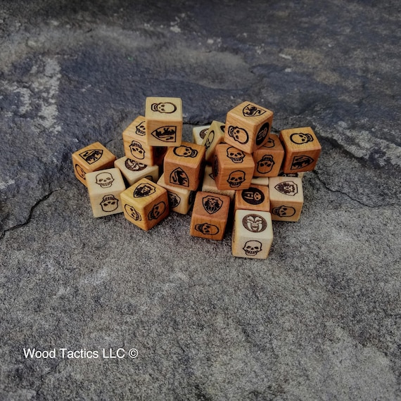 Heroquest Hardwood Dice, 16mm size and made from Cherry or Sugar Maple, Revised and Original Editions, sold in sets of 2/4/6