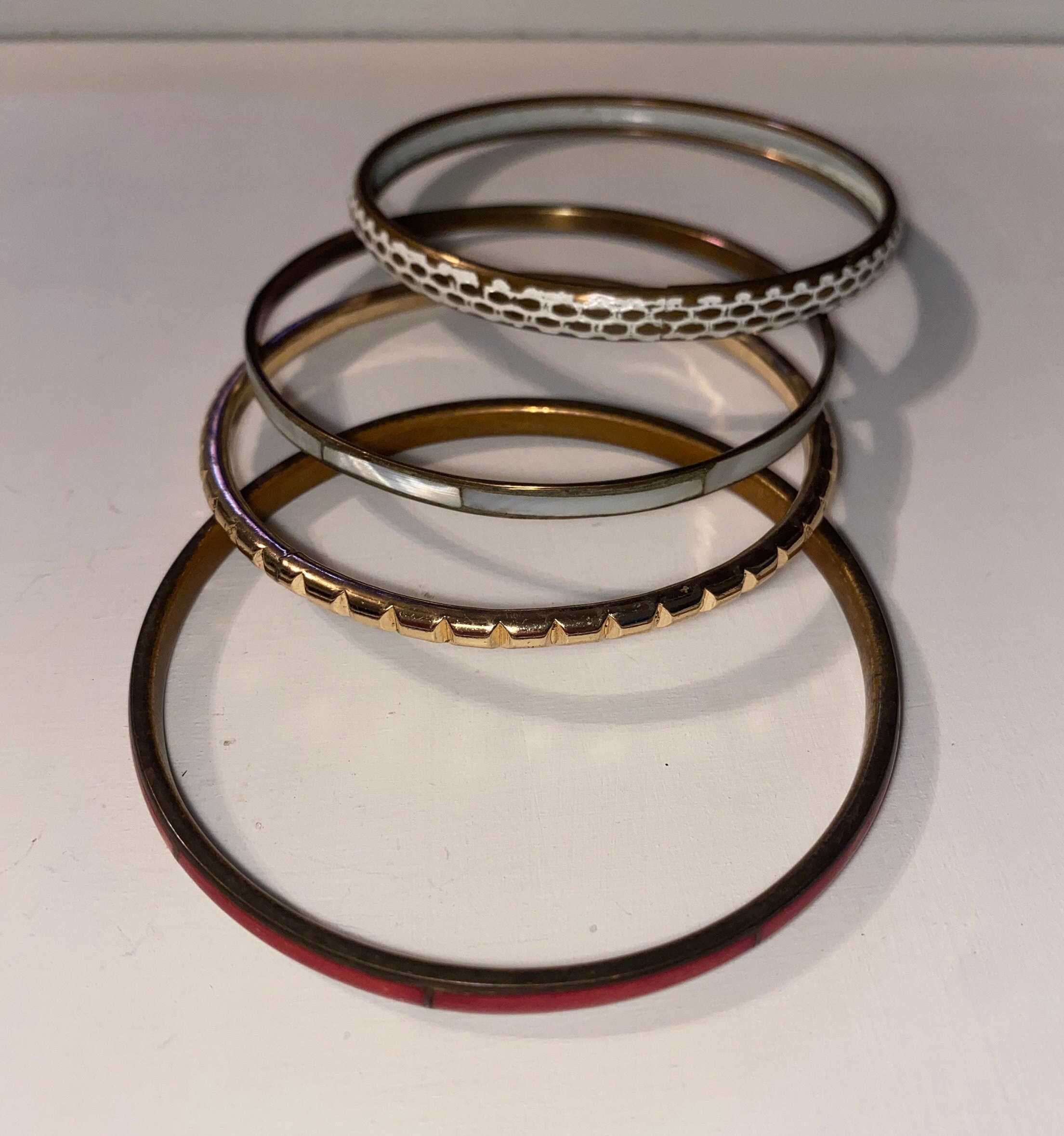 Bangle Bracelet Set Gold Tone Bracelet Vintage Bangle Etsy