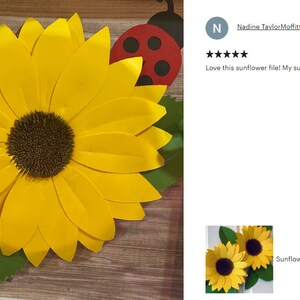 P2F Solros Pappersblomma/3D Pappersolros SVG DXF-mall/papperssolros Cricut svg/Silhuett/Mellanstora solrosblad/Höstsolros bild 5