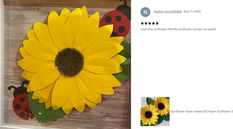 P2F Solros Pappersblomma/3D Pappersolros SVG DXF-mall/papperssolros Cricut svg/Silhuett/Mellanstora solrosblad/Höstsolros bild 5