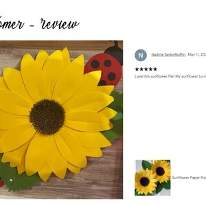 P2F Solros Pappersblomma/3D Pappersolros SVG DXF-mall/papperssolros Cricut svg/Silhuett/Mellanstora solrosblad/Höstsolros bild 3