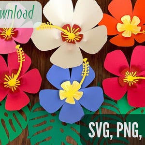 Tropical Hibiscus Flower SVG Template | Hawaiian Wedding Flowers | Tropical Flower SVG PNG dxf eps| Cricut Silhouette Cut File diy Decor